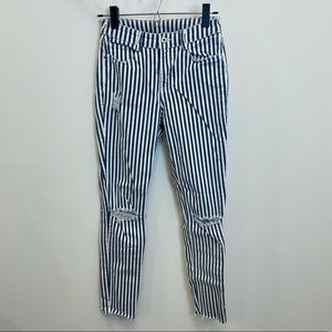 Slashed striped jeans mid rise/ high rise